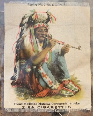 Scarce Vintage Zirra Cigarettes Sioux Medicine Man A Ceremonial Smoke 3  X 2.5 