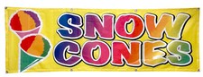 2x6 Feet SNOW CONES Banner Sign SNOWCONES Polyester Fabric With Grommets yb