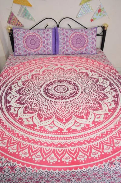 Queen Mandala Bedding Bed Cover Indien Hippie Bohemian Bedspread Beach Throw - Image 2 of 2