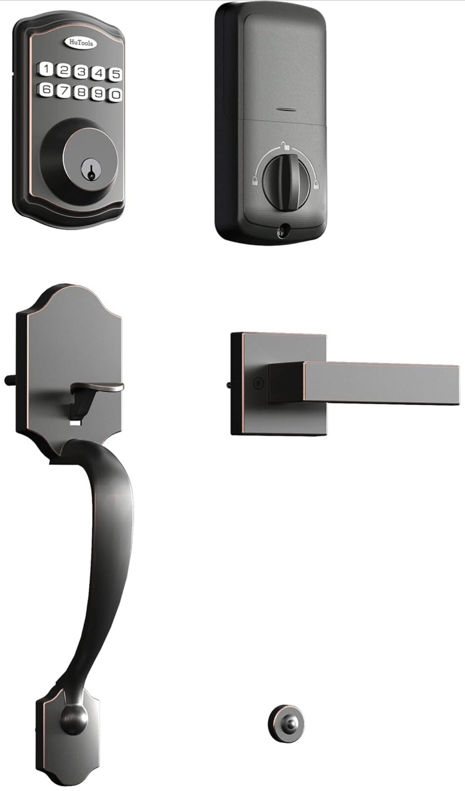 HuTools Keyless Entry Deadbolt with Handle - Secure Keypad Door Lock for Front Door-image
