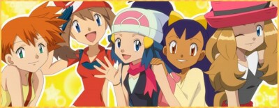 Anime pok mon haruka hikari iris kasumi serena n Stitched Gaming Mat Desk