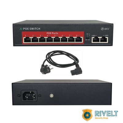 Switch poe 8 Port+2 Up-Link Schutz 4KV Maximale 120W 10 Türen