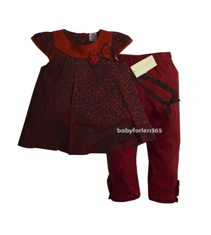 NWT Laura Ashley Baby Girls Top Leggings Outfit Headband Clothes 12 18