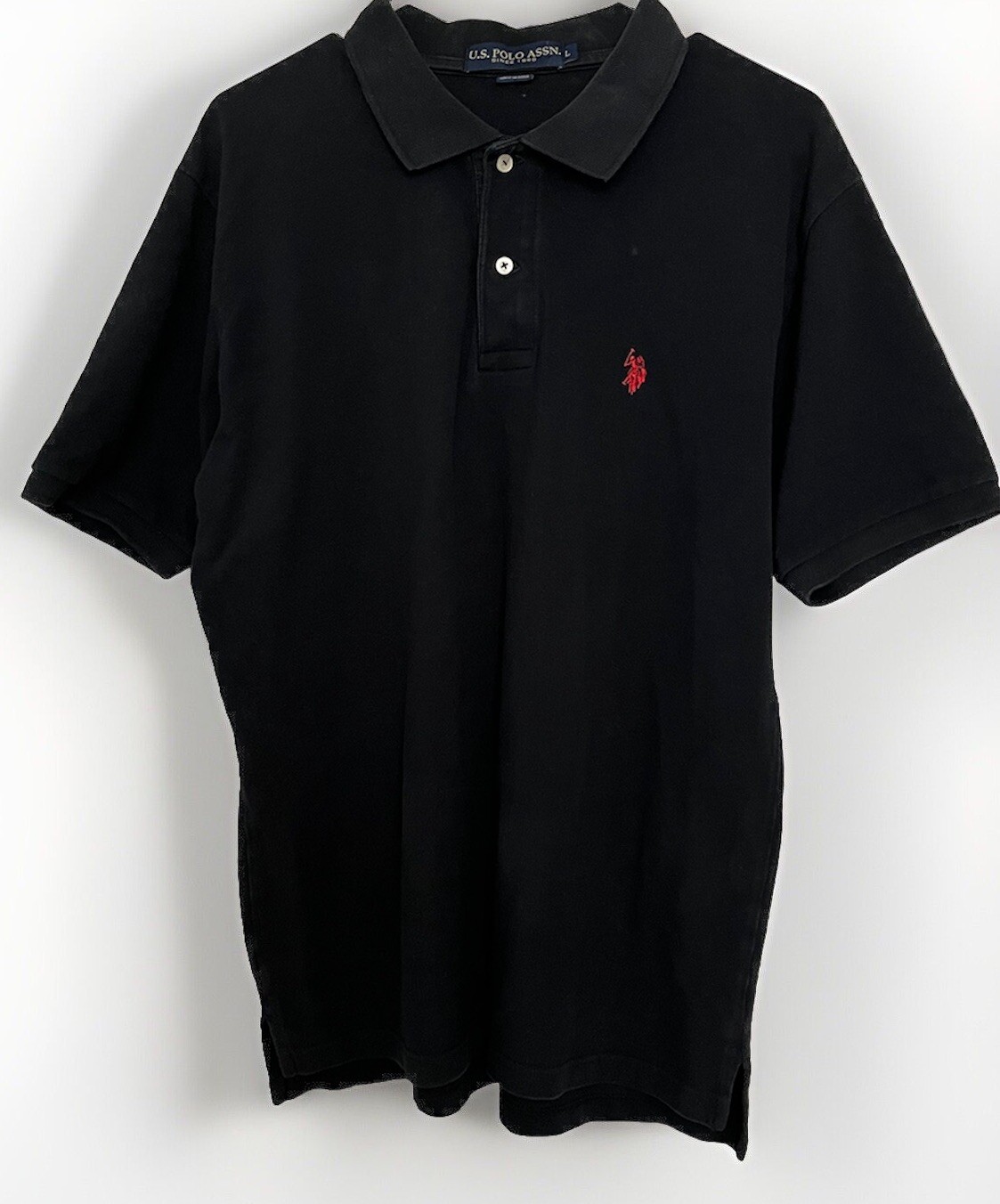 US Polo Assn 1890 Camicia Nera Rossa Pony Cotone Manica Corta Uomo Large