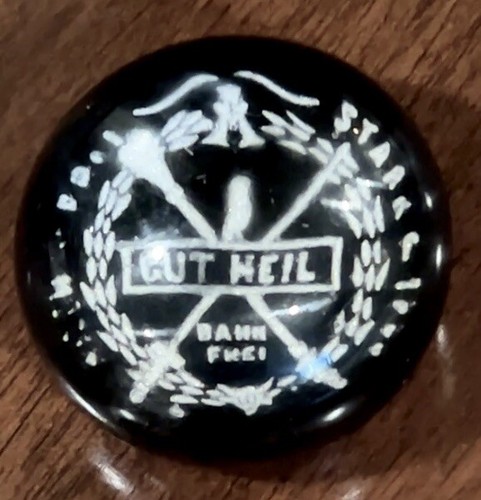 RARE ANTIQUE GERMAN TURNER SOCIETY "Gut Heil" Glass Paperweight Fencing? 1840 - Picture 7 of 17
