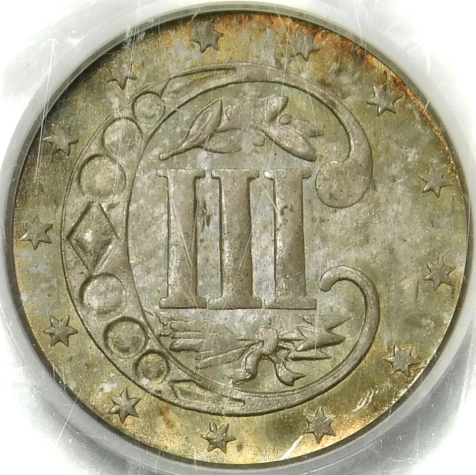 🔥🥶💎🇺🇸😍PCGS MS65 1860 3 CENT SILVER - Image 3 of 3
