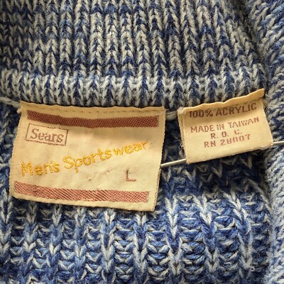 Vintage Sears Men's Sportswear Large Cardigan Sweater Grunge