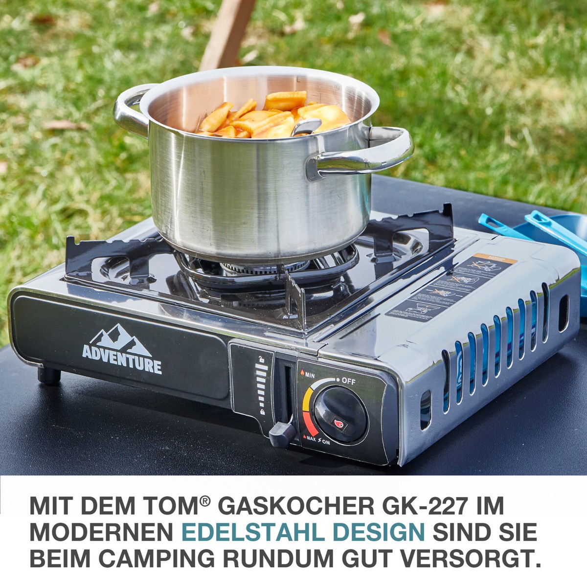 MaXimum Camping-Gasgrill Edelstahl Set - Perfektes Für Outdoor