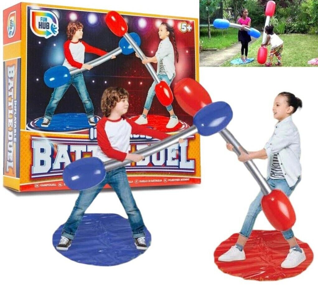 Inflable Exterior Gladiators Estilo Pugil Palos & Alfombrilla Juego Niños