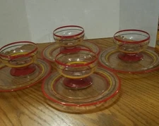  glass Snack Sets With Plate And  Bowl