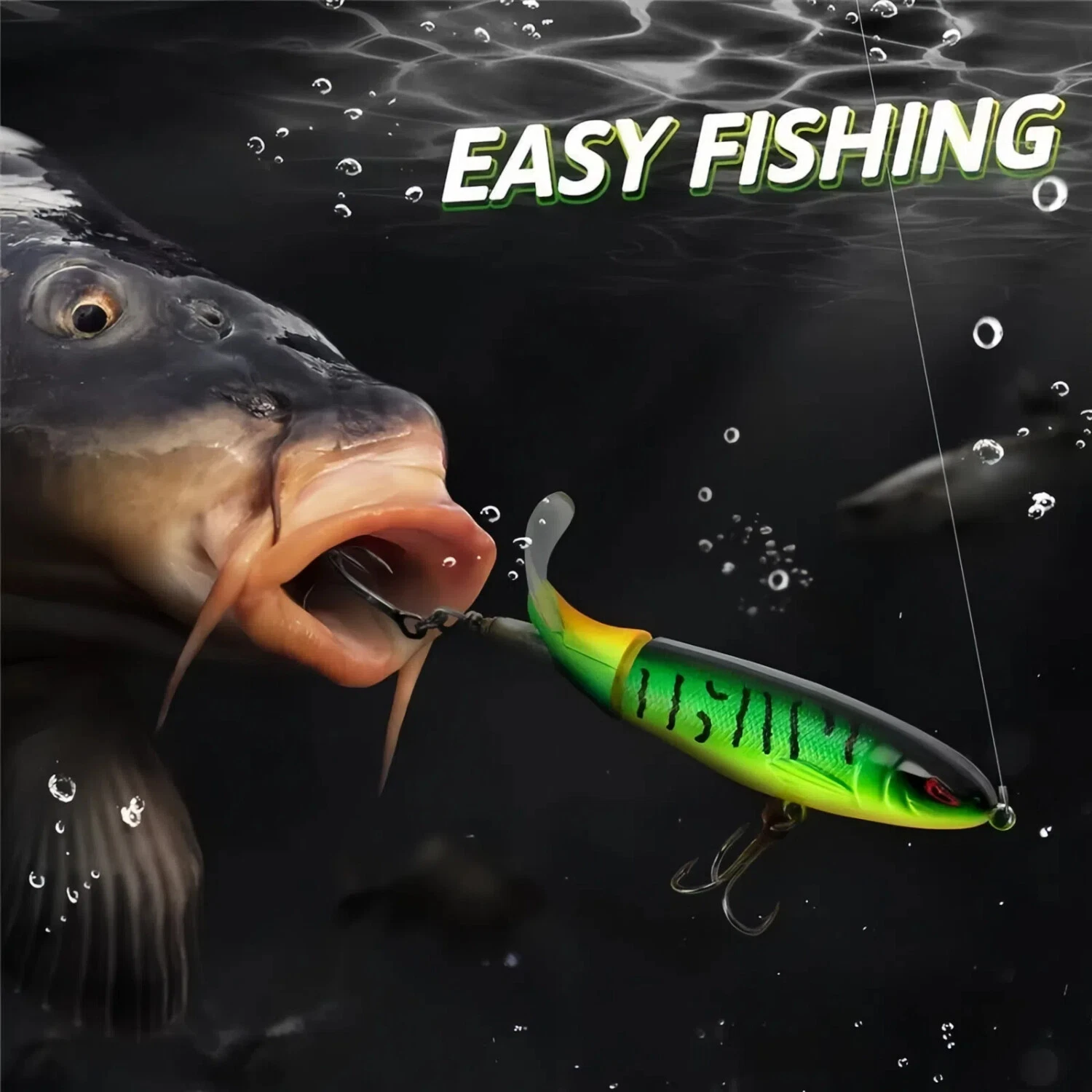 2PK Fishing Lures Bait Whopper Plopper Topwater Floating Rotating Tail for Bass 2PK Fishing Lures Bait Whopper Plopper Topwater Floating Rotating Tail for Bass