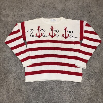 Vintage Christian Dior Anchor Sweater 80s Long Sleeve Crew Neck