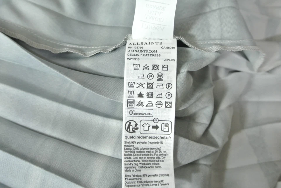 NUEVO, ALLSAINTS Celilia Plisado Tie Dye Vestido Midi Talla L #MD727 Foto 4 de 4