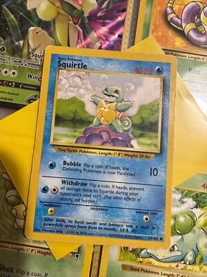 1995 Squirtle Pokemon Card 63/102 Extremely Rare 🔥🔥