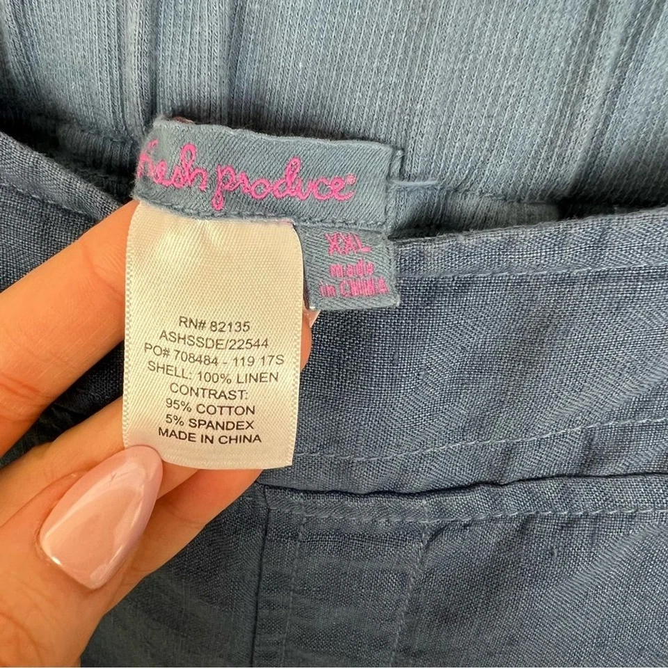 Fresh Produce Pantalones Cortos de Lino Talla 2XL Elástico Cintura Tirar On Azul Foto 4 de 4
