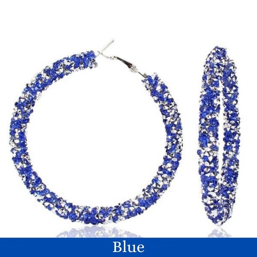 Glitter Hoop Earrings - Sliver Rhinestone Earrings For Women - Big Circle Hoops - Picture 9 of 14