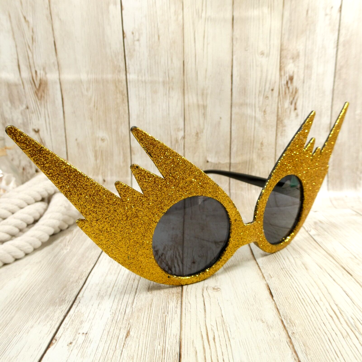 Black w/Gold Glitter Novelty Sunglasses - Costume Party  display picture 1