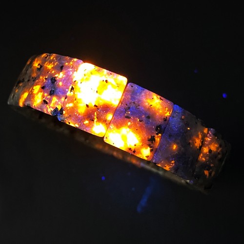 16*6 mm unter UV sehr hell Yooperlite Yooper Stein Lake Superior Armband C1574 - Bild 2 von 9