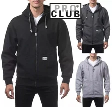 Pro Club Men's Heavyweight Fleece Full Zip Up Hoodie Jacket Size S-5XL