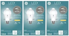 (3 bulbs) GE LED+ Motion Sensing LED Light Bulb, 12 watts, 1100 lumens, 75 watt