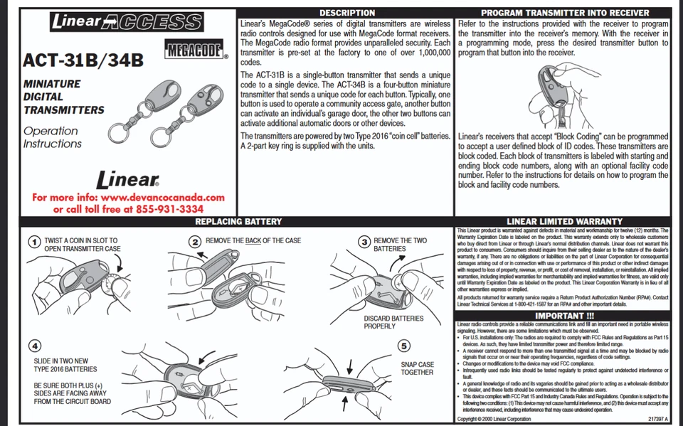 Puerta de garaje puerta remota EF4 ACP00872 control abridor de entrada clicker transmisor Foto 2 de 4