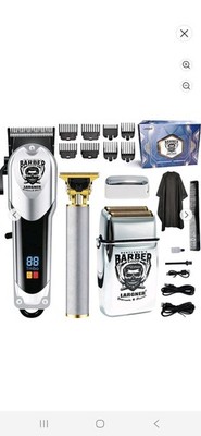 LARGNER Barber Shop Haircutting Kit Cordless USB Rechargeable Hair/Beard #1-3