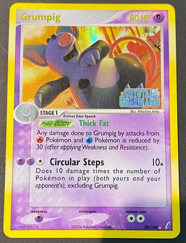 Grumpig - ex Crystal Guardians - 20/100 - Reverse Holo Rare - Pokemon - LP