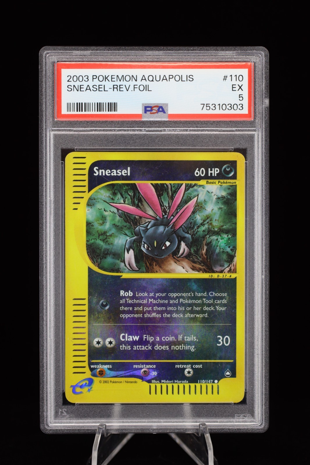 POKEMON AQUAPOLIS Sneasel Reverse Holographic - Aquapolis #110 PSA 5