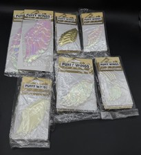LOT 32 Pairs Wangs Puffy Wings Angel Opalescent Gold White Crafts 4 - 7 L
