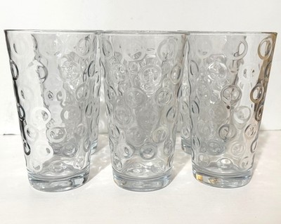 5.5'' Pasabahce Set of 6 Dot Optic Circle 14 oz Tumbler Clear Water Juice Glasses