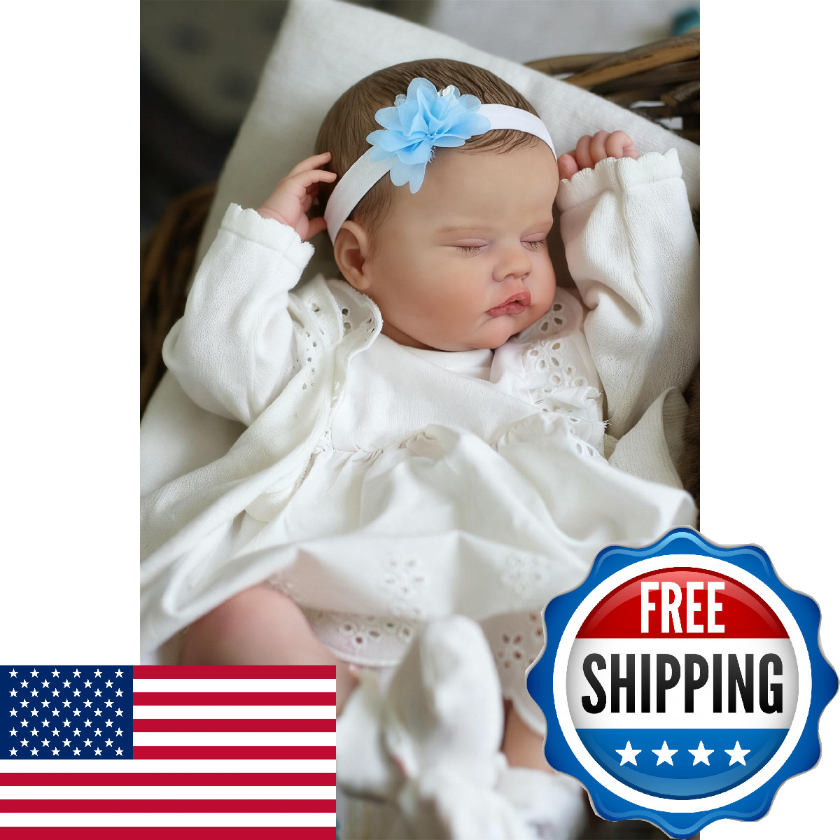 SCOM Reborn Baby Doll Girl 20" &mdash; Sleeping Newborn, Weighte