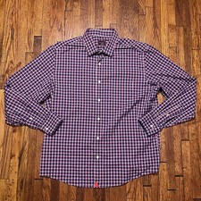 UNTUCKit Men s XL Slim Fit Plaid Button Down Shirt Red Blue Long Sleeve