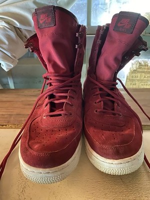 Nike SF Air Force 1 Red High-Top Lace Up Basketball Sneakers for Men