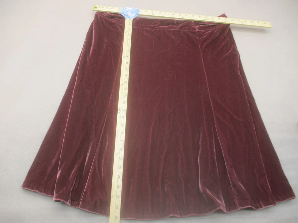 Quacker Factory Size 2X Womens Bordo Pull On A Line Beauty Velvet Skirt 693 - Image 2 of 4