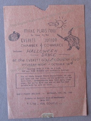 1942 Flyer * Everett WA Junior Chamber of Commerce HALLOWEEN DANCE Country Club