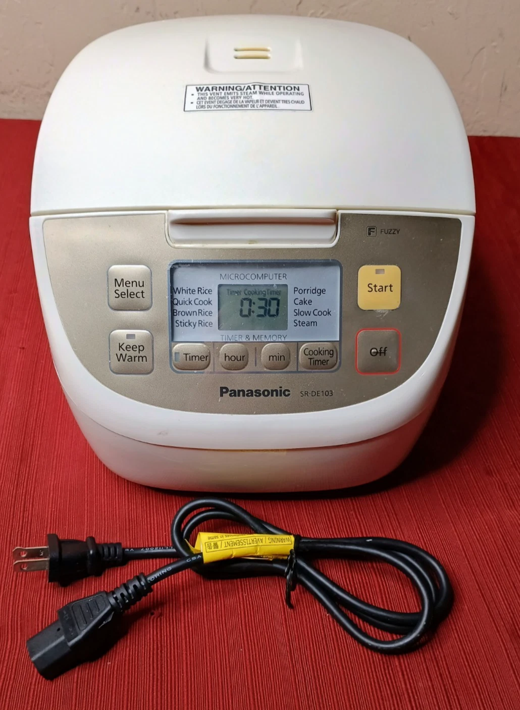 Panasonic SR-DE103 Electric Rice Cooker Steamer TESTED WORKS