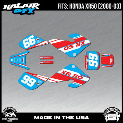 Graphics Kit for Honda XR50 (2000-2003) XR 50 Viper Series - Cyan Red
