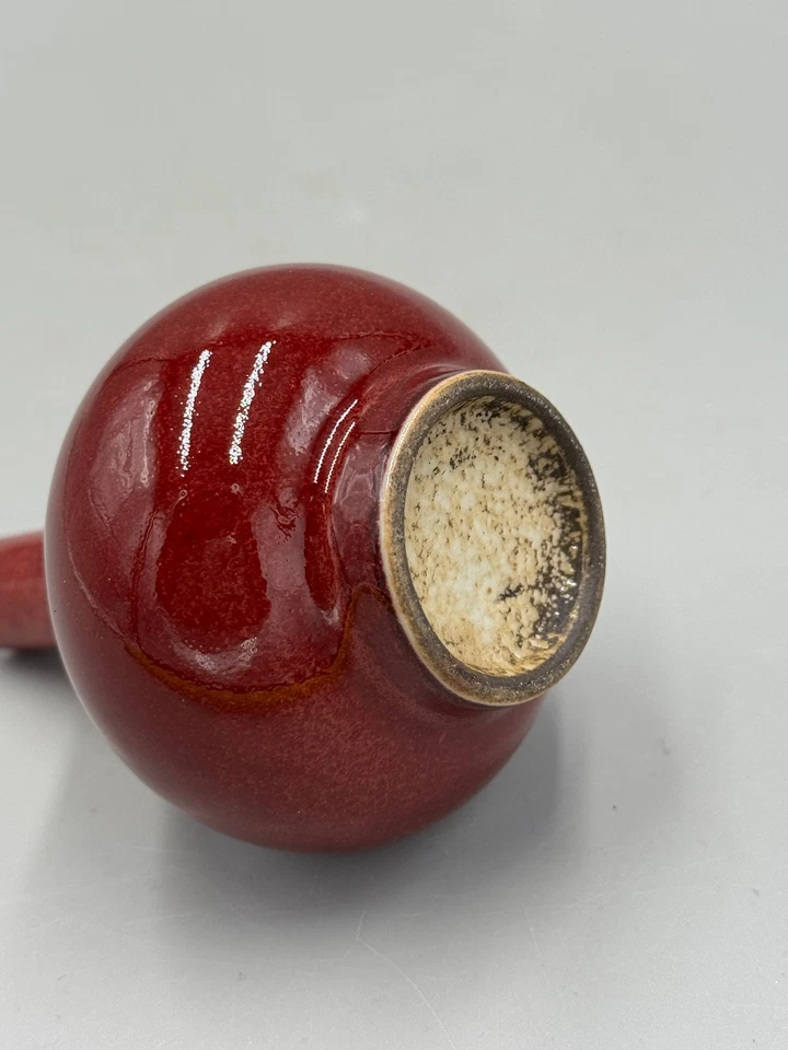 古董 19 世纪中国红釉瓷鼻烟瓶 3 1/2 英寸 — 第 3/4 张图片