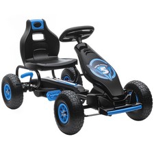 Kids Pedal Go Kart Ages 5-12 Hand Brake Suspension 110 lb Blue