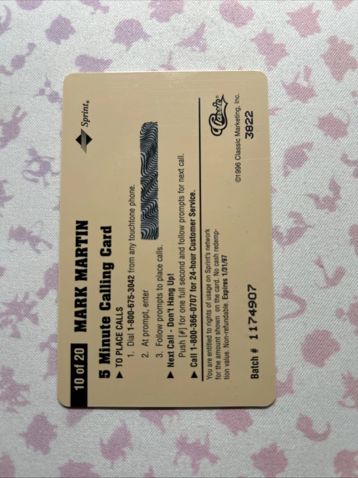 MARK MARTIN 1996 ASSETS SPRINT CLASSIC NASCAR TRADING CARD - Image 2 of 2