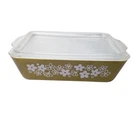 Vtg Pyrex 1 1/2 Qt Spring Blossom/Crazy Daisy 503 Refrigerator Dish W/Glass Lid