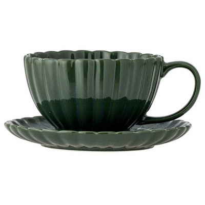 Bloomingville Tasse mit Untertasse LATINA Dunkelgrün Keramik 220 ml
