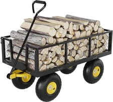 Garden Wagon Cart 900lb Capacity,Steel Utility Cart w/ 10" Tires & Folding Sides