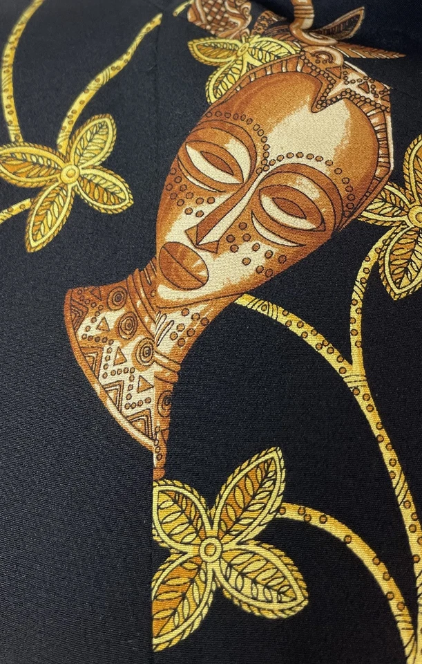 Chaqueta De Colección Años 80 Rara Impresionante Estampado Tribal Negra 100% Seda 42 Alemania Foto 4 de 4