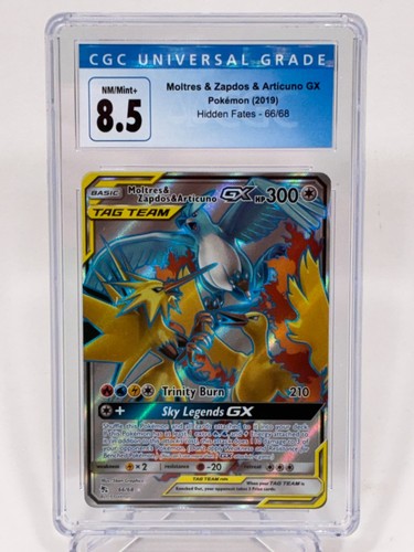 Pokemon Hidden Fates Moltres Zapdos Articuno GX 66/68 CGC 8.5