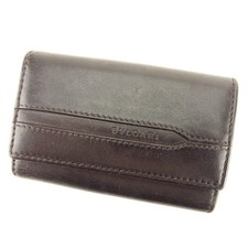 BVLGARI Key Case 6-ring Key Holder Women Brown Leather Accessories W10xH6cm