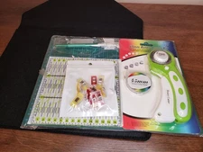 45mm Rotary Cutter Kit w/ Mats, Ruler, Blades, Clips,Knife for Sewing & Quilting