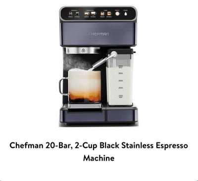 Chefman RJ54 6-in-1 Stainless Steel 15-Bar Pump Espresso Machine - Silver