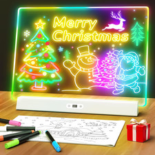 LED Note Board with Colors, Rechargeable 17-Inch Doodle Glow 9-Mode Light up Des