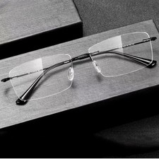Men's rimless titanium alloy reading glasses, anti blue light glasses 1.0 4.0